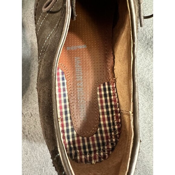 Johnston Murphy Mens Flex System Sheepskin Insole Brown Blue Stitching Sz 8 1/2M - Picture 7 of 14